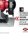 Adjustable Bench Grinder and Vise Stand With 28 to 36 Inch Height Pre Drilled Mounting Slots 12 by 10 Inch Steel Top That Reduces Vibration and Breakage Independent Work Surface for Your Grinder Heavy Duty Construction with bench grinder
