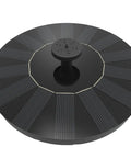 Top view of Solar Powered Bird Bath Fountain Pump Kit With 4 Nozzle Heads, circular solar panel, eco-friendly design, no battery needed.
