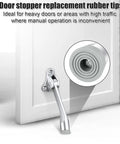 Door with installed Eight Piece Rubber Door Stop Tips With Screws Set Ribbed Door Stop Foot Caps for Kick Down and Drop Down Stoppers