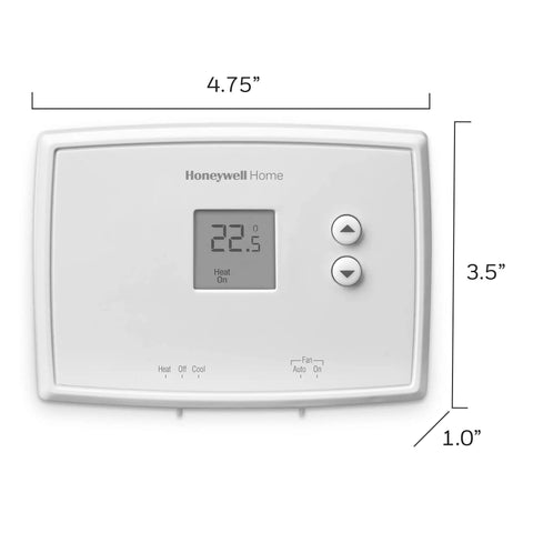 Digital Non Programmable Thermostat with clear digital display and soft touch buttons for precise temperature control, 4.75x3.5 inches