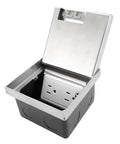 Heavy Duty Recessed Floor Electrical Outlet Kit With No Fuss Pull Handle For Reliable Power Access Durable flush mount design with steel cover.
