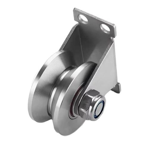 Heavy Duty V Groove Gate Wheels Pair Smooth As Butter Stainless Steel Sliding Door Track Rollers with precision bearings.