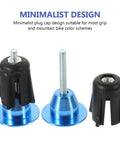 Heavy Duty Aluminum Bike Handlebar End Plugs Locking Design Stops Bars From Falling Off Lightweight Cycling Gear Plug For Your Ride, blue and black set