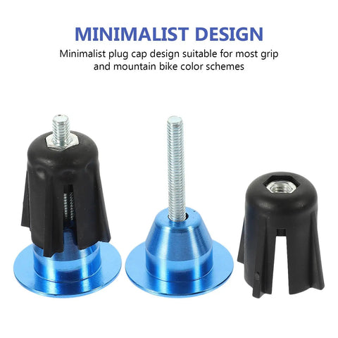 Heavy Duty Aluminum Bike Handlebar End Plugs Locking Design Stops Bars From Falling Off Lightweight Cycling Gear Plug For Your Ride, blue and black set