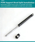 Two Pack Car Gas Prop Spring Struts 100N Heavy Duty Lift Support with close-up of POM support head in black ABS