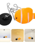 Fish Bathtub Drain Stopper with Chain Rubber for Shower Drains in orange fish design, rubber material, easy to use.