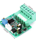 Voltage Frequency Converter Module 0-10V Output 0-25KHz Timing Control For PLCs Industrial Panels, top view with dimensions
