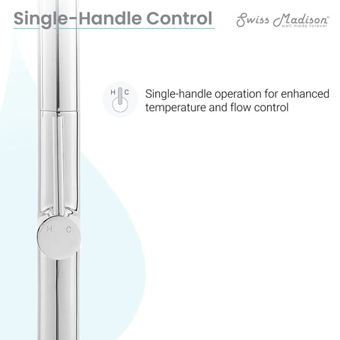 Chalet Single-Handle Pull-Down Kitchen Faucet In Chrome showing close-up of handle control for temperature and flow.