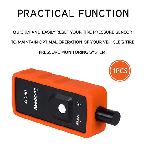 Universal TPMS Relearn Tool for Most Vehicles with orange casing, Tire Pressure Sensor Reset and Activation feature