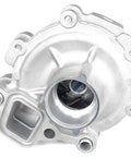 Direct Fit Engine Water Pump For Mazda Cx 3 And Mazda 3 2012 To 2018 2.0L L4, silver metallic finish, circular design.