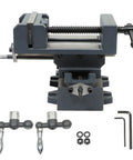 Heavy Duty 4 Inch Cross Slide Drill Press Vise XY Compound Benchtop Clamp For CNC Milling And Drilling Machines And Other Mechanical Equipment 100 mm Jaw Three Point Nine Four Inch Travel Cast Iron Construction