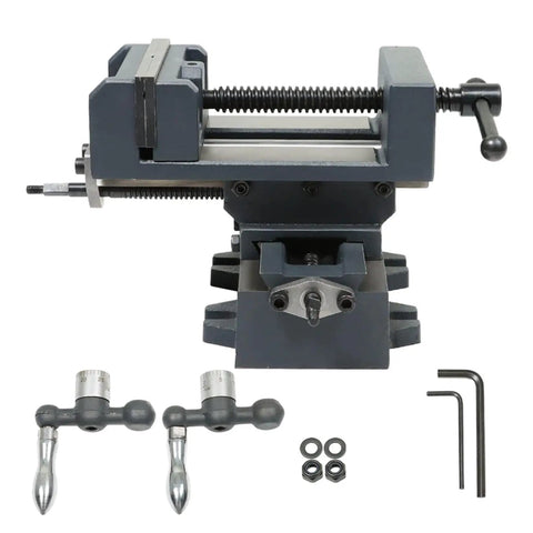 Heavy Duty 4 Inch Cross Slide Drill Press Vise XY Compound Benchtop Clamp For CNC Milling And Drilling Machines And Other Mechanical Equipment 100 mm Jaw Three Point Nine Four Inch Travel Cast Iron Construction