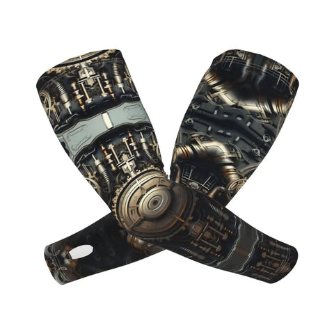 Premium Unisex Ice Silk Sun Protection Arm Sleeves with mechanical design, lightweight quick dry material for summer outdoor activities.