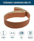 Heavy Duty 2 By 36 Ceramic Sanding Belts For Grinding Deburring And Metal Finishing With 120 Grit Cloth Backing viewed in a looped position.