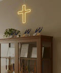 Lit Cross LED Neon Sign for Wall Decor USB Powered Glow Light for Bedroom and Kids Party Christian Wall Sign with Easy Mount