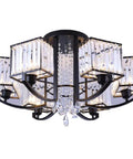 Square Crystal Pendant Light With Solid Wrought Iron Build And Energy Saving Lamps For Living Room Or Bedroom Setup That Pumps Up The Ambience And Keeps Your Interior Looking Fresh, 75x75x35cm, with crystal accents.