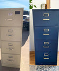 Before and after of filing cabinets painted using Paint Transformer Chalk Mineral For Latex And Acrylic Paint, gallon size