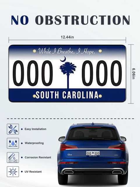 Audi Beefy Rear License Plate Bracket And Holder For Q3 Q4 E Tron Q5 Q6 Q7 Q8 vehicles, South Carolina license plate shown