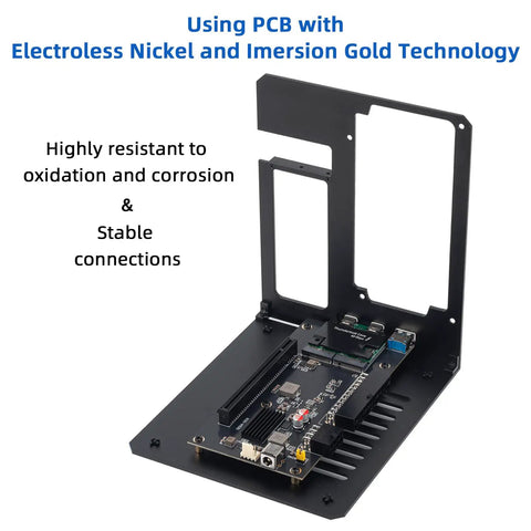 Thunderbolt Three Four External Graphics Enclosure Straight, showcasing PCB with Nickel and Gold technology for stability.