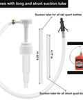 Fluid Pump For Standard Quart Bottles With Third Hand Adapter For Gear Oil showing pump, long and short suction tubes.