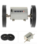 5 Digit Rolling Wheel Counter for Measuring Length with Easy Operability, gray measuring device with black wheels and digit display.