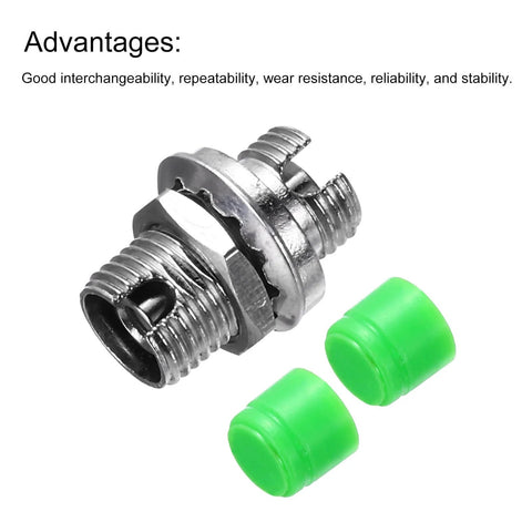 Fiber Optic Coupler FC APC Round Single Mode Simplex Cable Adapter with green protective caps, high performance connectors
