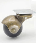Side view of Antique Gold 1.5 Inch Swivel Furniture Caster Wheel showing 40mm ball and 38x38mm top plate with 5mm bolt holes for sofas.