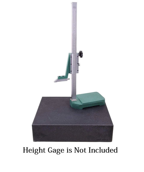 Granite surface plate with vertical height gauge stand; 18 x 12 x 3 in, Grade B.