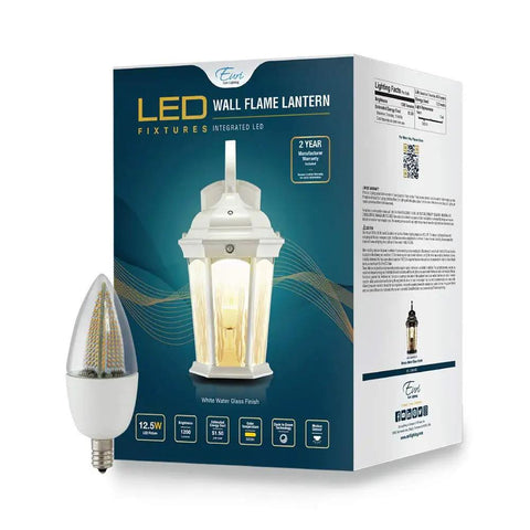 Packaging of Lit Flickering Flame Lantern With Frosted Glass And Integrated Security Light 3000K Warm Glow Photocell