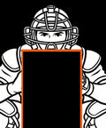 Illustration of catcher holding Heavy Duty Weatherproof Baseball Backstop for Batting Cages High Visibility Target Square