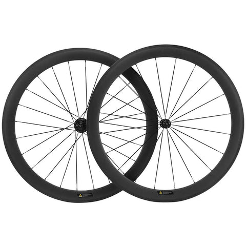 Pro Grade Carbon Fiber Road Bike Wheels 50mm Clincher Wheelset 700C Racing Aero Beasts with Shimano Hub Body visible in pair