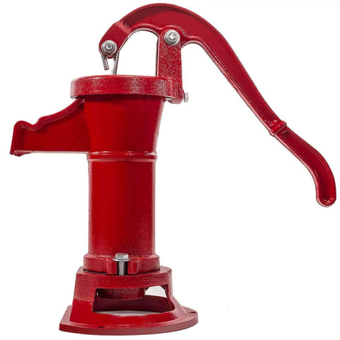 Old School Cast Iron Hand Water Pump For Wells And Gardens Antique Pitcher Pump with red rust-resistant coating