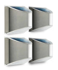 4 pack solar wall lights outdoor for yards and fence posts, weatherproof stainless steel step and post lights, no wiring