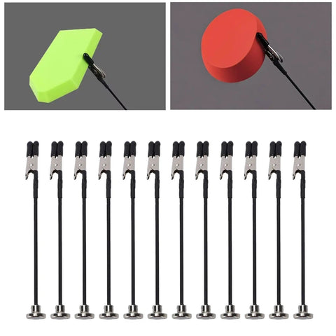 Must Have Magnetic Helping Hands 12 Pcs Bendable Alligator Clips showing green and red clips with flexible arms on a steel base.