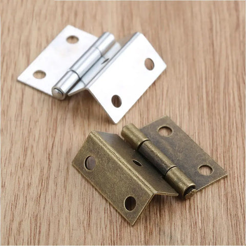 Dope Zinc Alloy Cabinet Hinges Set with Antique Bronze and Silver Finish, Includes 4 Decorative Hinges and 20 Screws, Perfect for Vintage Wood Boxes