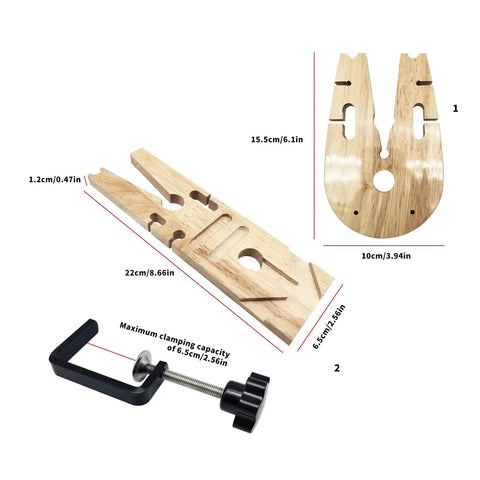 Heavy Duty Wood And Alloy Jewelry Fixture Bench Desktop Workholding Device shows wooden clamp plate and mounting bracket for jewelers.
