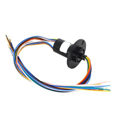 Pro Grade High Power Slip Ring Kit For Rotary Unions 12.5mm 22mm 30mm OD With 5A 10A 30A High Current Options 2 3 4 6 8 12 Channel Electrical Slipring System For Robotics Cameras And Industrial Gear black flange slip ring with multicolor leads