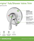 Origins Tub And Shower Trim With Diverter And ADA Metal Lever Handle Dope Secondary Diverter For Shower And Tub Water Flow Compatible With Pressure Balancing Valve S262BODY Valve Not Included