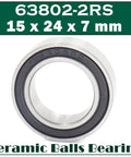 Heavy Duty 63802 Hybrid Ceramic Bearing Specs 15 By 24mm With Sealed Ends For High Speed Motors And Spindles featuring Si3n4 balls.