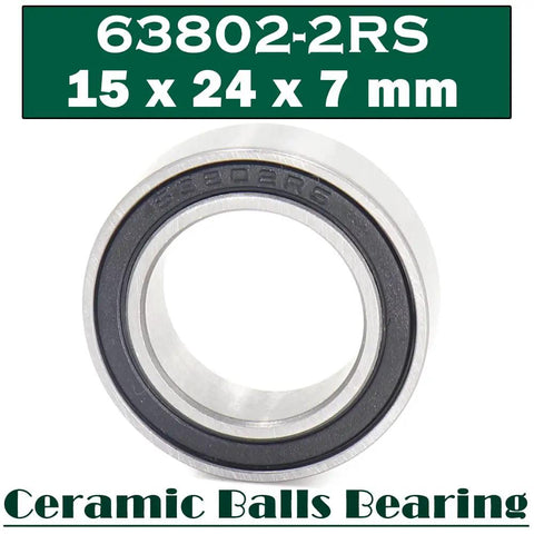 Heavy Duty 63802 Hybrid Ceramic Bearing Specs 15 By 24mm With Sealed Ends For High Speed Motors And Spindles featuring Si3n4 balls.