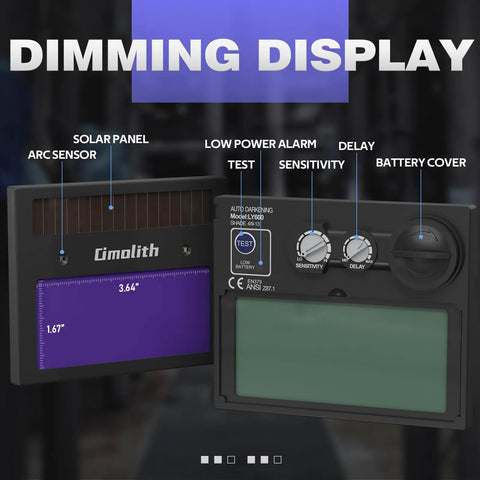 Controls and display of True Color Auto Darkening Welding Helmet With Solar Powered Wide Shade Four To Thirteen For TIG MIG MMA