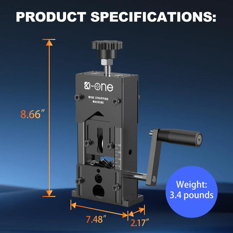 Heavy Duty Manual Wire Stripping Tool For Scrap Copper Wires 0.06 To 1.18 Inch Range With Three Feed Hole Plates Drill Compatible Cable Stripper