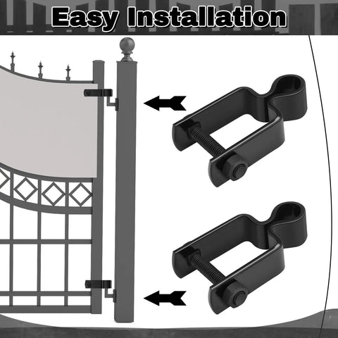 Heavy Duty Square Post Female Gate Hinges For Chain Link Fences Black Hot Dipped Galvanized Steel With Bolts close-up of easy installation on a fence post