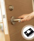 4 Pack Door Latch Backplates And Deadbolt Frame Filler Back Plate Universal Round Lip Black Restorer with handle on wood door