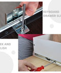 Top Notch Keyboard Slide Out Tray Rails With Drawer Track Guides 27Mm White for Office Desk during installation process.