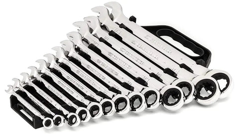 Ratcheting Wrench Set 13 Piece 12 Point SAE Tools For Mechanics With 72 Tooth Box End And Off Corner Loading For Easy Access In Tight Spaces Built Tough For Pros And DIYers Who Want Everyday Tough Jobs 9312