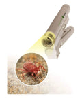 Active Eye AEM40 Microscope With 40x Magnification For Quick Pest And Disease ID And Plant Species, Compact Handheld Scope With Targeted Illumination, Batteries Included And Sturdy Carry Case For Easy Field Use On The Go., handheld beige microscope with LED light showing a red pest under magnification