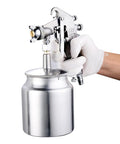 Heavy Duty Adjustable Pneumatic Paint Sprayer Built Like A Beast with metal cup and ergonomic grip for precision use.