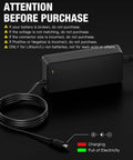 Attention message for Straight Up Fast 54.6V 2A Ebike Charger For 48V Lithium Battery with charging status indicators.