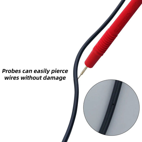 Flexible Multimeter Test Lead Kit With CAT III 1000V 10A Safety showing gold plated probe on wire with detailed insert